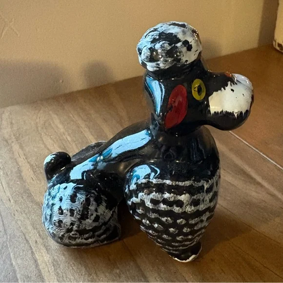 Vintage MCM Kitschy Redware Poodle Figurines 1950s Made in Japan Mom and 2 Pups - Picture 2 of 7